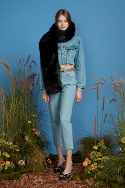 Pony Up Faux Fur Silk Scarf