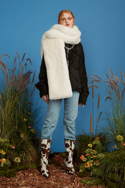 Pony Up Faux Fur Silk Scarf