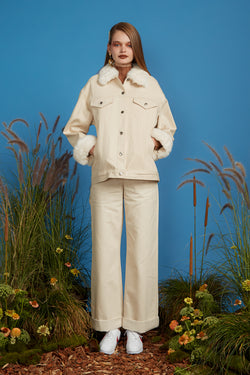 Faux Fur Denim Jacket