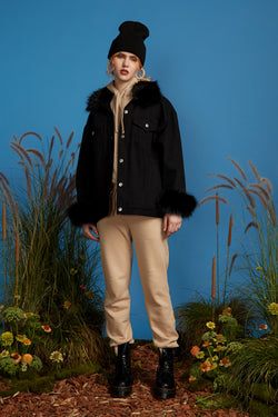 Faux Fur Denim Jacket