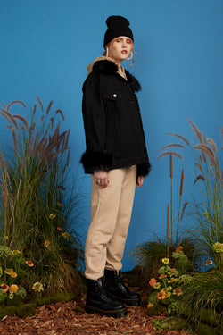 Faux Fur Denim Jacket