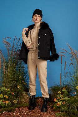 Faux Fur Denim Jacket